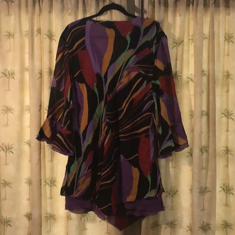 Plus Sized 2x Multi Colored Ruffled Blouse With L… - image 2